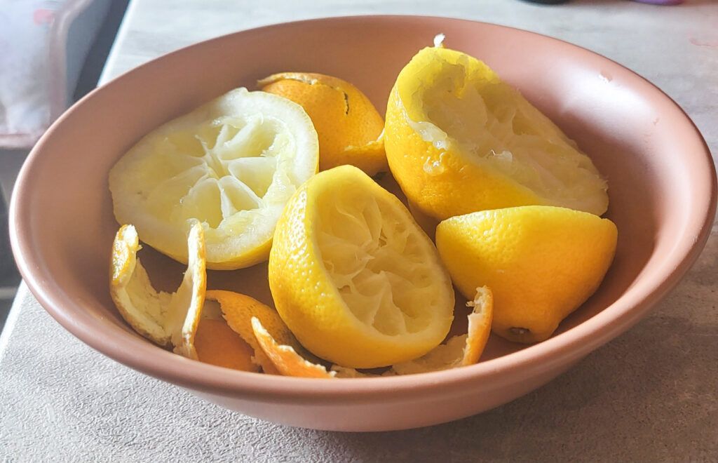 Lemon scraps for natural cleaner