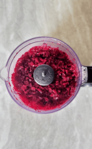 Mincing beets for beetroot powder