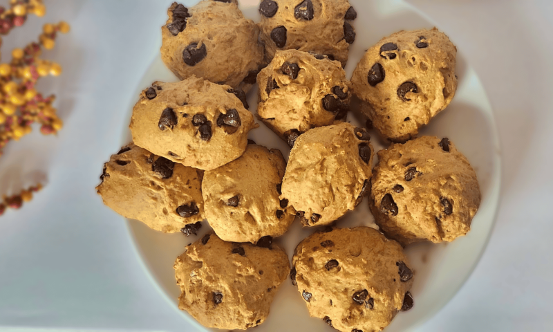 Air fryer sourdough discard pumpkin chocolate chip cookies