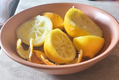 Lemon scraps for natural cleaner