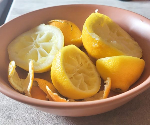 Lemon scraps for natural cleaner