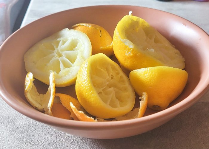 Lemon scraps for natural cleaner