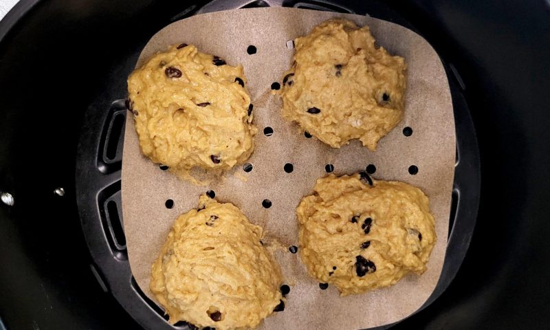 Air fryer sourdough discard pumpkin chocolate chip cookie dough